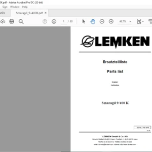 LEMKEN Smaragd 9/400K Parts list Manual - PDF DOWNLOAD