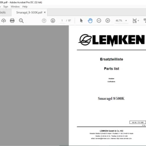 LEMKEN Smaragd 9/500 Parts list Manual - PDF DOWNLOAD