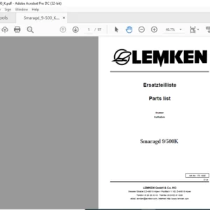 LEMKEN Smaragd 9/500K Parts list Manual - PDF DOWNLOAD