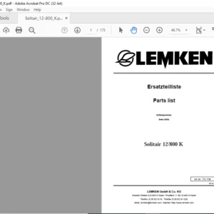 LEMKEN Solitair 12/800 K Parts list Manual - PDF DOWNLOAD