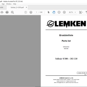 LEMKEN Solitair 9/300 > 263 550 Parts list Manual  - PDF DOWNLOAD