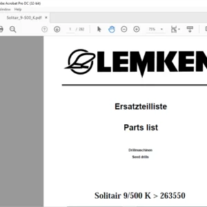 LEMKEN Solitair 9/500 K > 263550 Parts list Manual - PDF DOWNLOAD