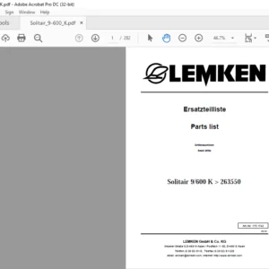 LEMKEN Solitair 9/600 K > 263550 Parts list Manual - PDF DOWNLOAD