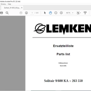 LEMKEN Solitair 9/600 KA > 263 550 Parts list Manual - PDF DOWNLOAD