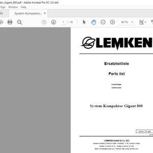 LEMKEN System-Kompaktor Gigant 800 Parts list Manual  - PDF DOWNLOAD