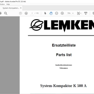 LEMKEN System-Kompaktor K 500 A Parts list Manual - PDF DOWNLOAD