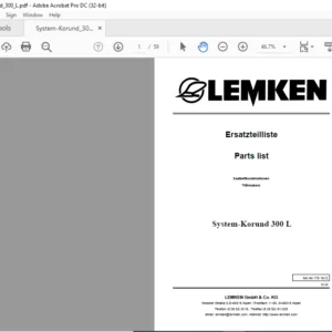 LEMKEN System-Korund 300 L Parts list Manual  - PDF DOWNLOAD