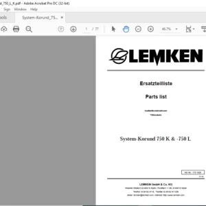 LEMKEN System-Korund 750 K & -750 L Parts list Manual - PDF DOWNLOAD