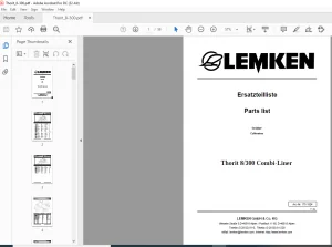 LEMKEN Thorit 8300 Combi-Liner Parts list Manual - PDF DOWNLOAD
