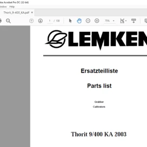 LEMKEN Thorit 9/400 KA 2003 Parts list Manual - PDF DOWNLOAD