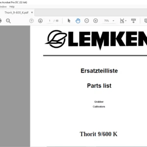 LEMKEN Thorit 9/600 K Parts list Manual - PDF DOWNLOAD