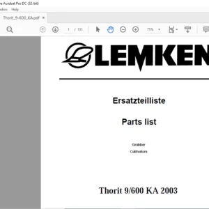 LEMKEN Thorit 9/600 KA 2003 Parts list Manual - PDF DOWNLOAD