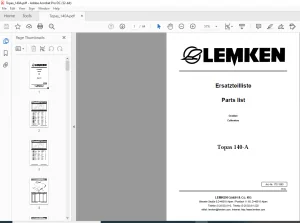 LEMKEN Topas 140-A Parts list Manual - PDF DOWNLOAD