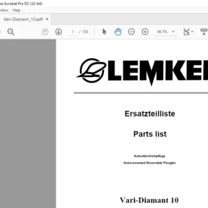 LEMKEN Vari-Diamant 10 Parts list Manual  - PDF DOWNLOAD