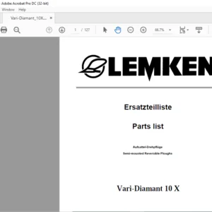 LEMKEN Vari-Diamant 10 X Parts list Manual - PDF DOWNLOAD