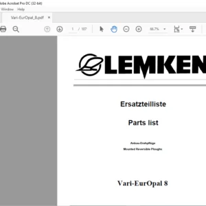 LEMKEN Vari-EurOpal 8 Parts list Manual  - PDF DOWNLOAD