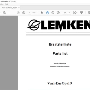 LEMKEN Vari-EurOpal 9 Parts list Manual - PDF DOWNLOAD