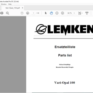 LEMKEN Vari-Opal 100 Parts list Manual - PDF DOWNLOAD
