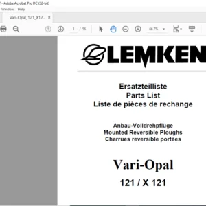 LEMKEN Vari-Opal 121 / X 121 Parts list Manual - PDF DOWNLOAD