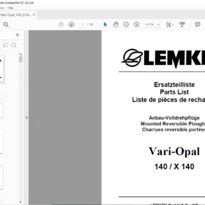 LEMKEN Vari-Opal 140 / X 140 Parts list Manual - PDF DOWNLOAD