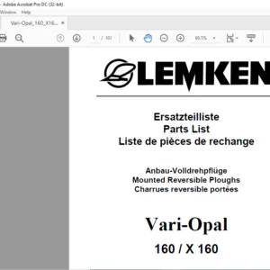 LEMKEN Vari-Opal 160 / X 160 Parts list Manual - PDF DOWNLOAD
