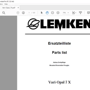 LEMKEN Vari-Opal 7 X Parts list Manual - PDF DOWNLOAD