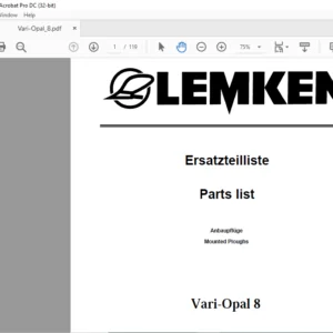 LEMKEN Vari-Opal 8 Parts list Manual - PDF DOWNLOAD