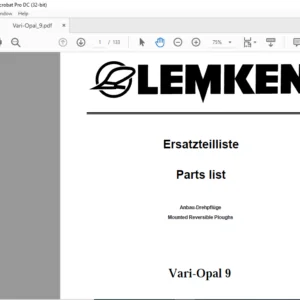 LEMKEN Vari-Opal 9 Parts list Manual - PDF DOWNLOAD