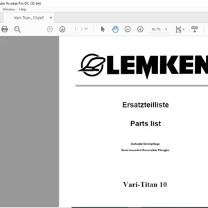 LEMKEN Vari-Titan 10 Parts list Manual - PDF DOWNLOAD