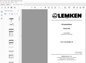 LEMKEN Vari-Turmalin 10 5 Parts list Manual - PDF DOWNLOAD