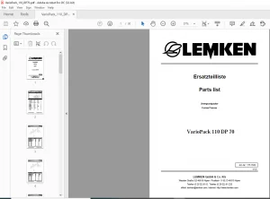 LEMKEN VarioPack  110 DP 70 Parts list Manual - PDF DOWNLOAD