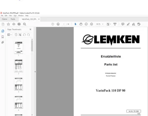 LEMKEN VarioPack  110 DP 90 Parts list Manual - PDF DOWNLOAD