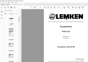 LEMKEN VarioPack 110 EP 90 Parts list Manual  - PDF DOWNLOAD