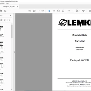 LEMKEN Variopack 80DP70 Parts list Manual - PDF DOWNLOAD