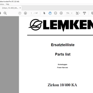 LEMKEN Zirkon 10/400 KA Parts list Manual - PDF DOWNLOAD