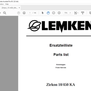 LEMKEN Zirkon 10/450 KA Parts list Manual - PDF DOWNLOAD