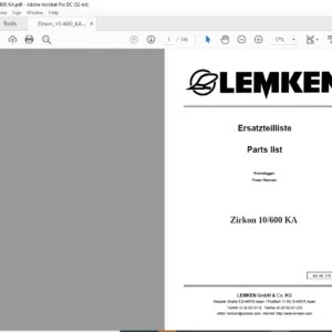 LEMKEN Zirkon 10/600 KA Parts list Manual  - PDF DOWNLOAD