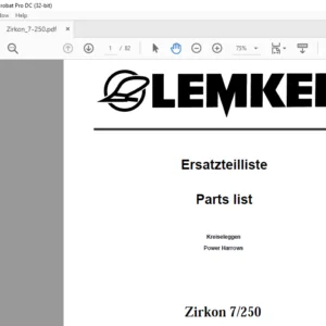 LEMKEN Zirkon 7/250 Parts list Manual - PDF DOWNLOAD