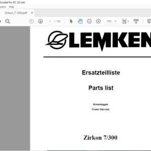 LEMKEN Zirkon 7/300 Parts list Manual - PDF DOWNLOAD