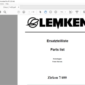 LEMKEN Zirkon 7/400 Parts list Manual - PDF DOWNLOAD