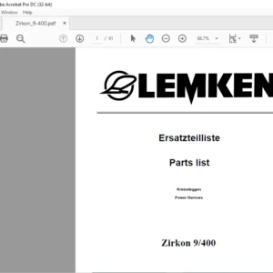 LEMKEN Zirkon 9/400 Parts list Manual - PDF DOWNLOAD