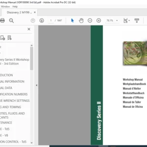 Land Rover Discovery Series II Workshop Manual Vol 1 - 3rd Edition  - PDF DOWNLOAD
