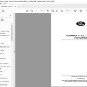 Land Rover Freelander 2001 MY ON Workshop Manual - Service Procedures