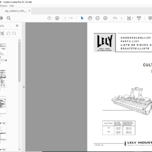 Lely Cultiterra 300 / 400 Parts List Manual - PDF DOWNLOAD