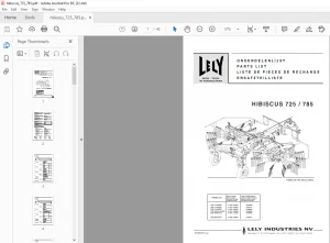 Lely  Hibiscus 725 / 785 Parts List Manual - PDF DOWNLOAD
