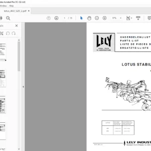Lely Lotus Stabilo / E / P 460 / 520 Parts List Manual  - PDF DOWNLOAD