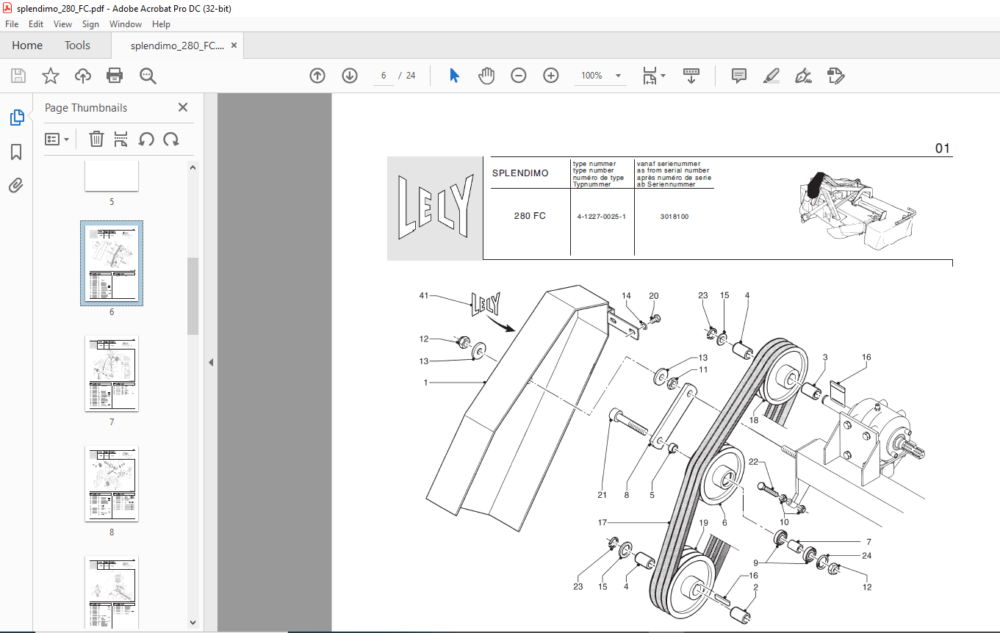 Lely Splendimo 280 FC Parts List Manual - PDF DOWNLOAD - HeyDownloads ...