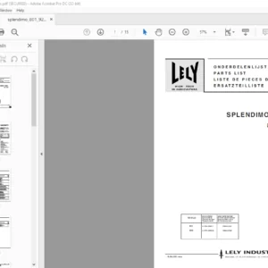 Lely Splendimo Triplo 801 / 920 Parts List Manual - PDF DOWNLOAD