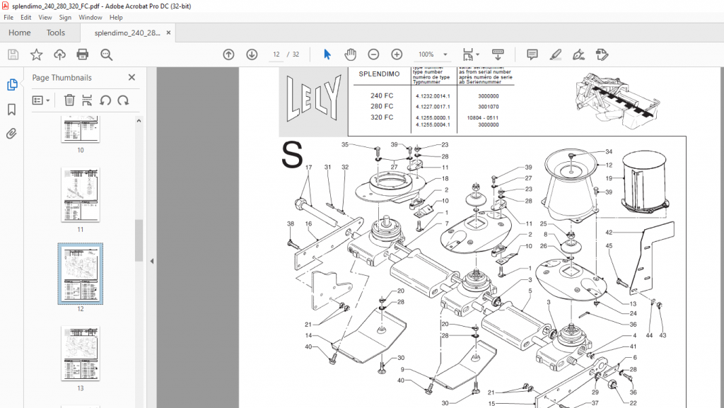 Lely splendimo 240 280 320 FC Parts List Manual - PDF DOWNLOAD ...