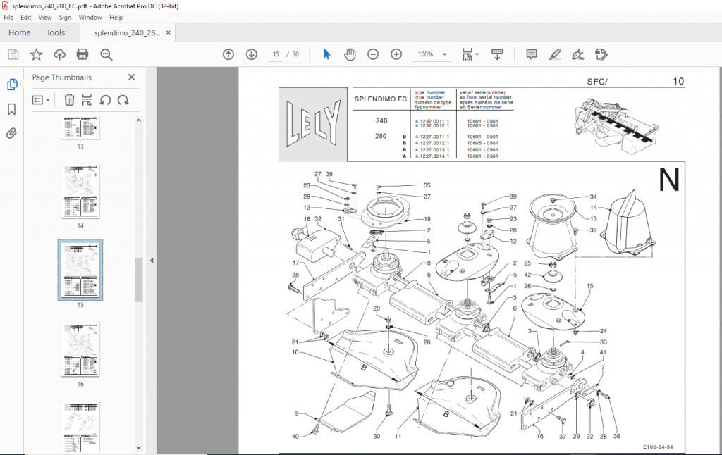 Lely splendimo 240 280 FC Parts List Manual - PDF DOWNLOAD ...